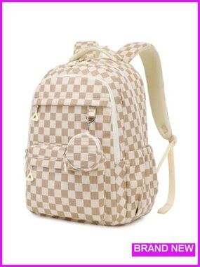 Cute Corduroy School Backpack for Girls with Mini Coin Purse, Lightweight